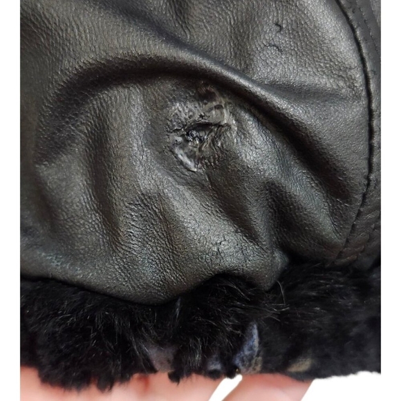 Woman's Dyed Black Sheared Mink Fur Parka Reversing to Black Leather M/L - Picture 12 of 16